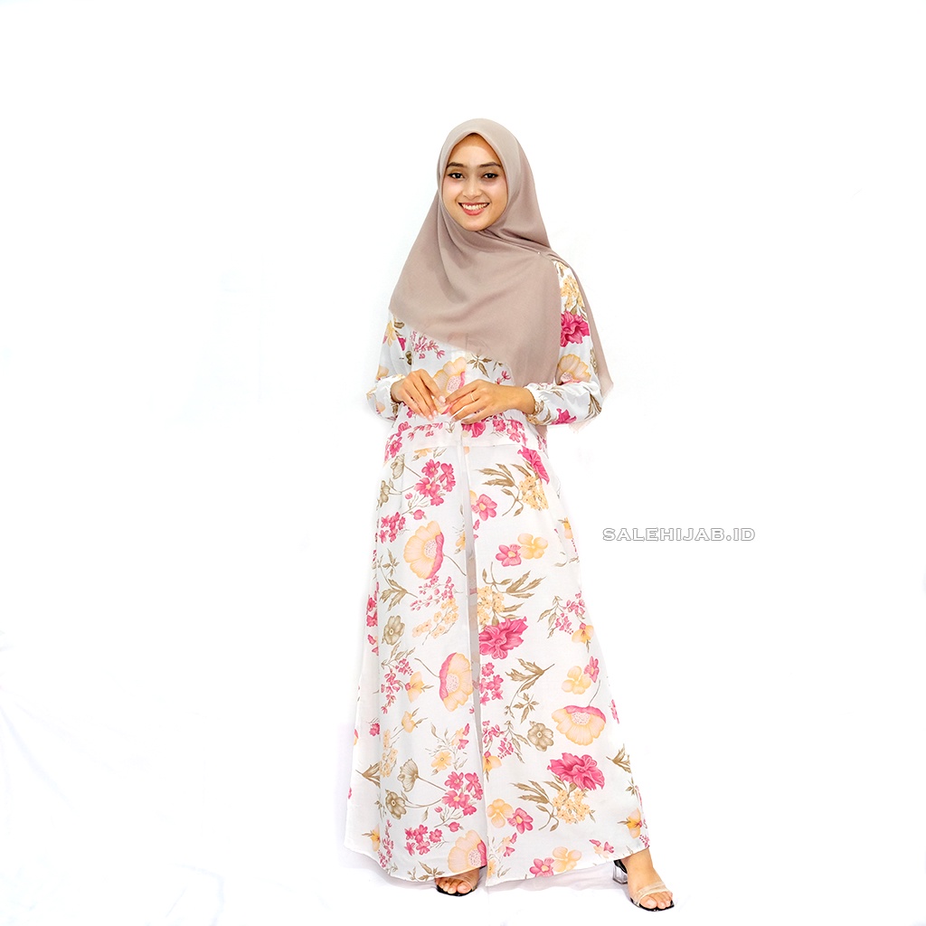 OSAKA LONG DRESS Belah Tengah - tunik panjang motif bunga