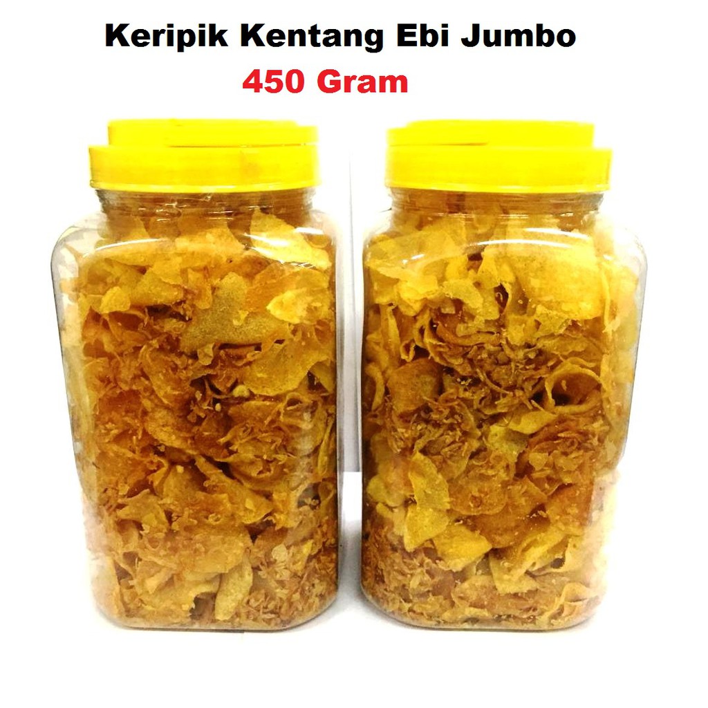 

Keripik Kentang Ebi 450 Gram Homemade Enak Berkualitas Bawang Goreng Cemilan Makanan Ringan Kripik Premium Varian Pedas dan Asin