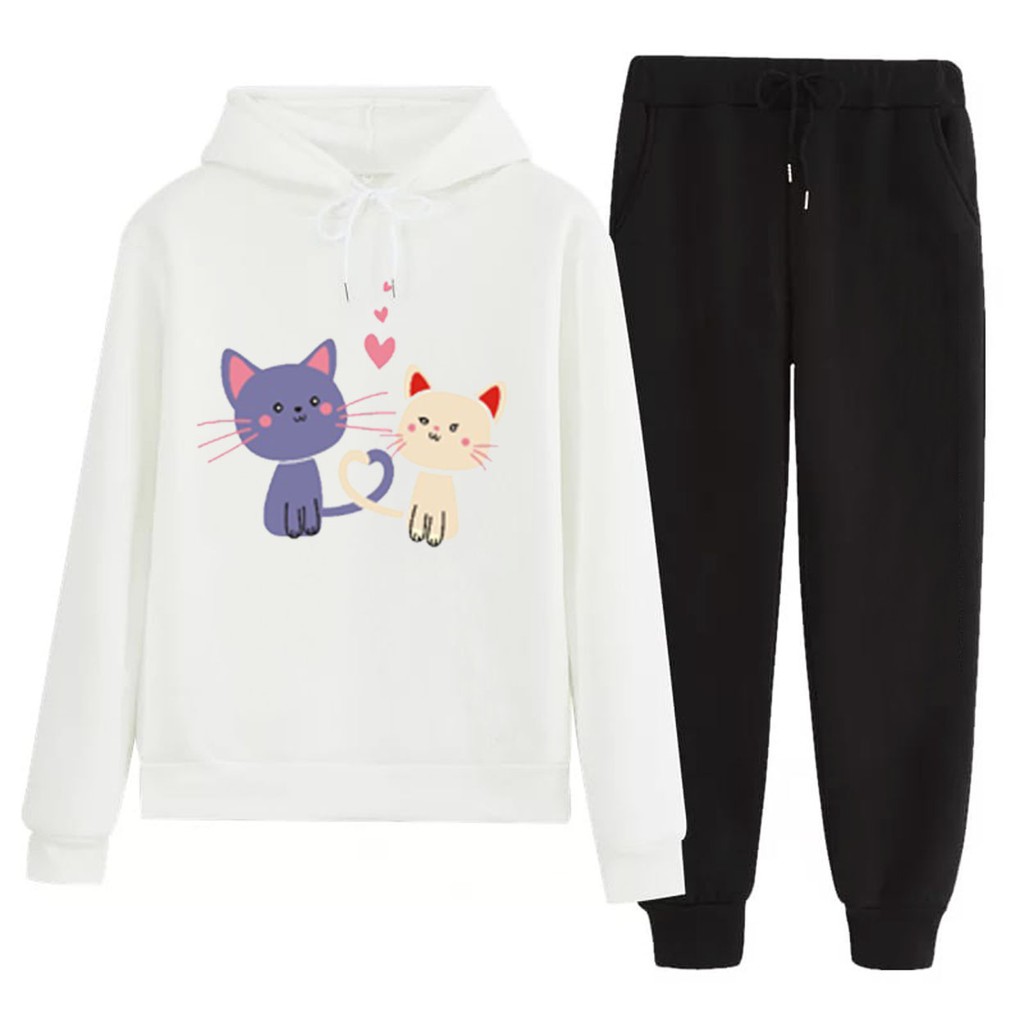 Bess - Setelan Set Jogger Wanita / Setelan Set Hoodie 2CUTE CAT