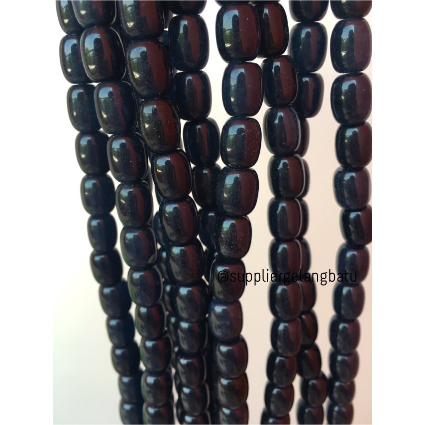 bahan renceng batu agate tabung 8mm biru dongker dark blue akik alam bahan aksesoris craft kerajinan