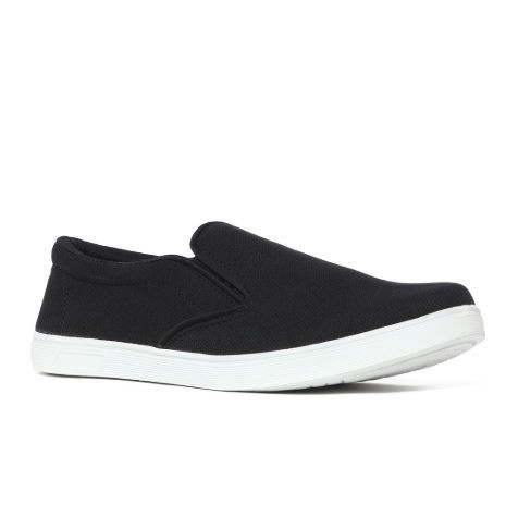 Sneaker Sepatu Pria Full Black Tanpa Tali