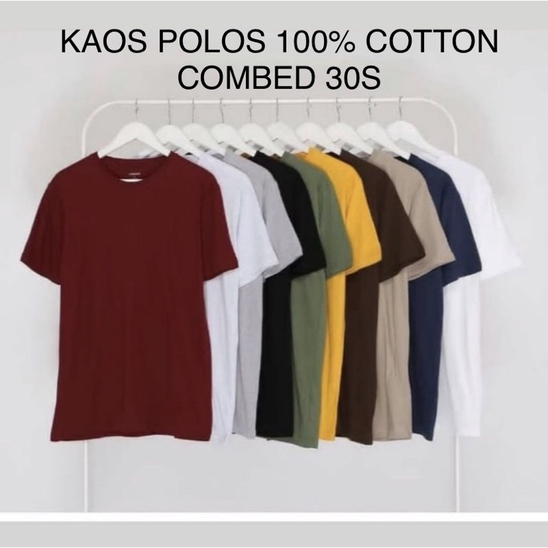 Kaos polos 100% Cotton Combed 30S lengan pendek untuk pria dan wanita murah