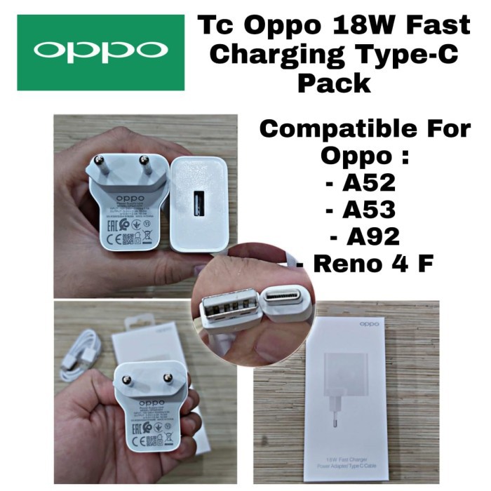 ORIGINAL CHARGER OPPO A54 A55 A92 A52 A53 A33 RENO 4F 18W USB TYPE C