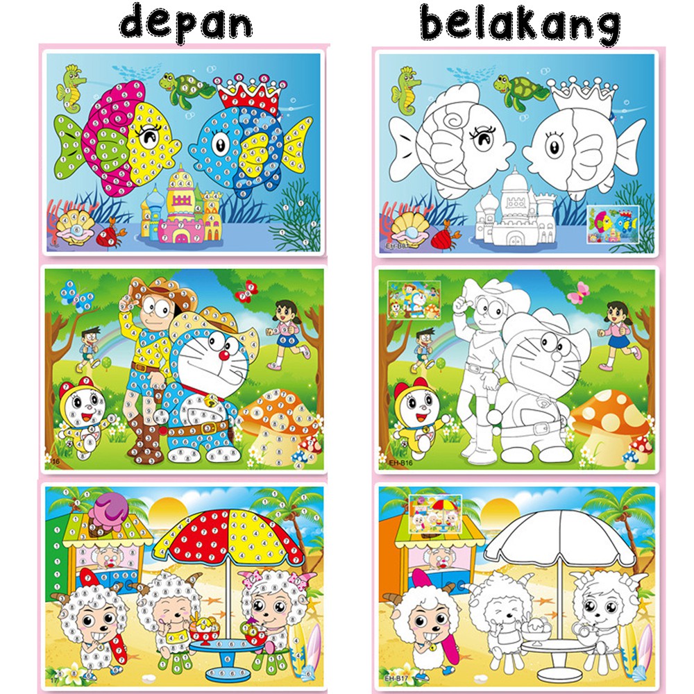 MAINAN ANAK DIY TEMPEL MENEMPEL MOSAIK DIAMOND UKURAN BESAR STICKER MANIK MONTESSORI