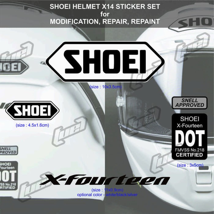 Sticker Set Helm Shoei X14 untuk repair, repaint, modif INK, KYT, ARAI