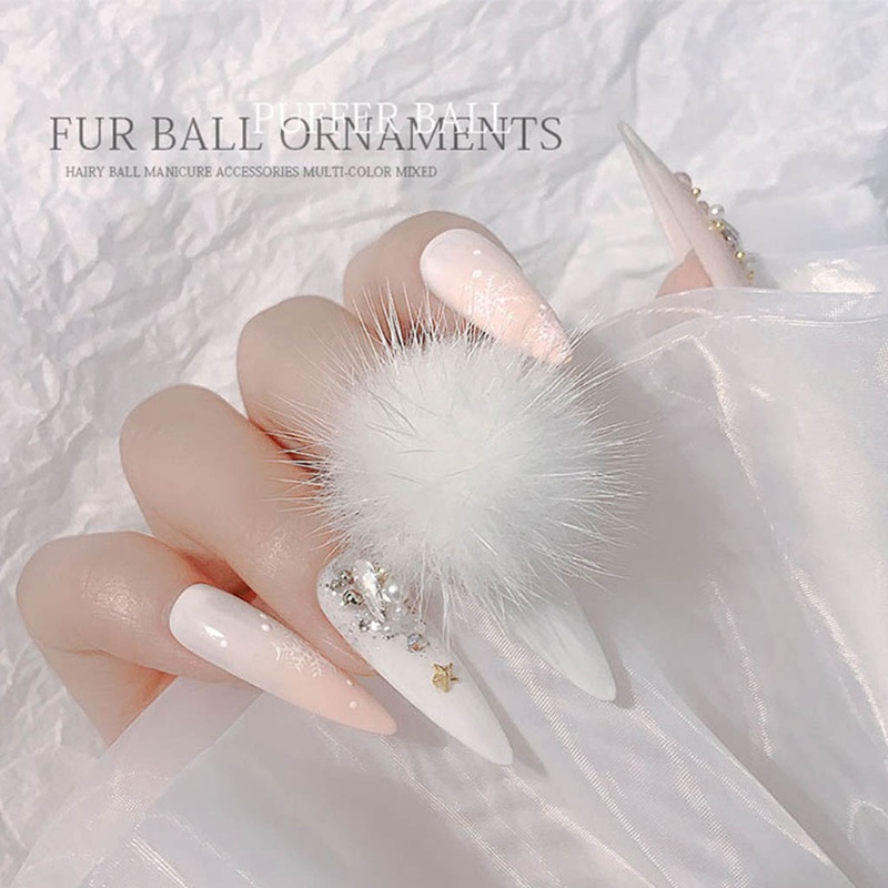 Siy Bola Pompom Bulu Imitasi 3d Dengan Base Removable Untuk Dekorasi Nail Art