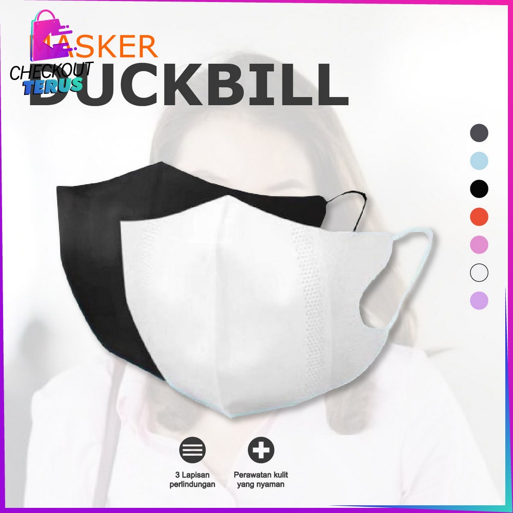 CT C278 Masker Dewasa Isi 10Pcs Masker Duckbil Masker Tali Duck Bill Garis Dewasa Protective Mask Masker Kesehatan
