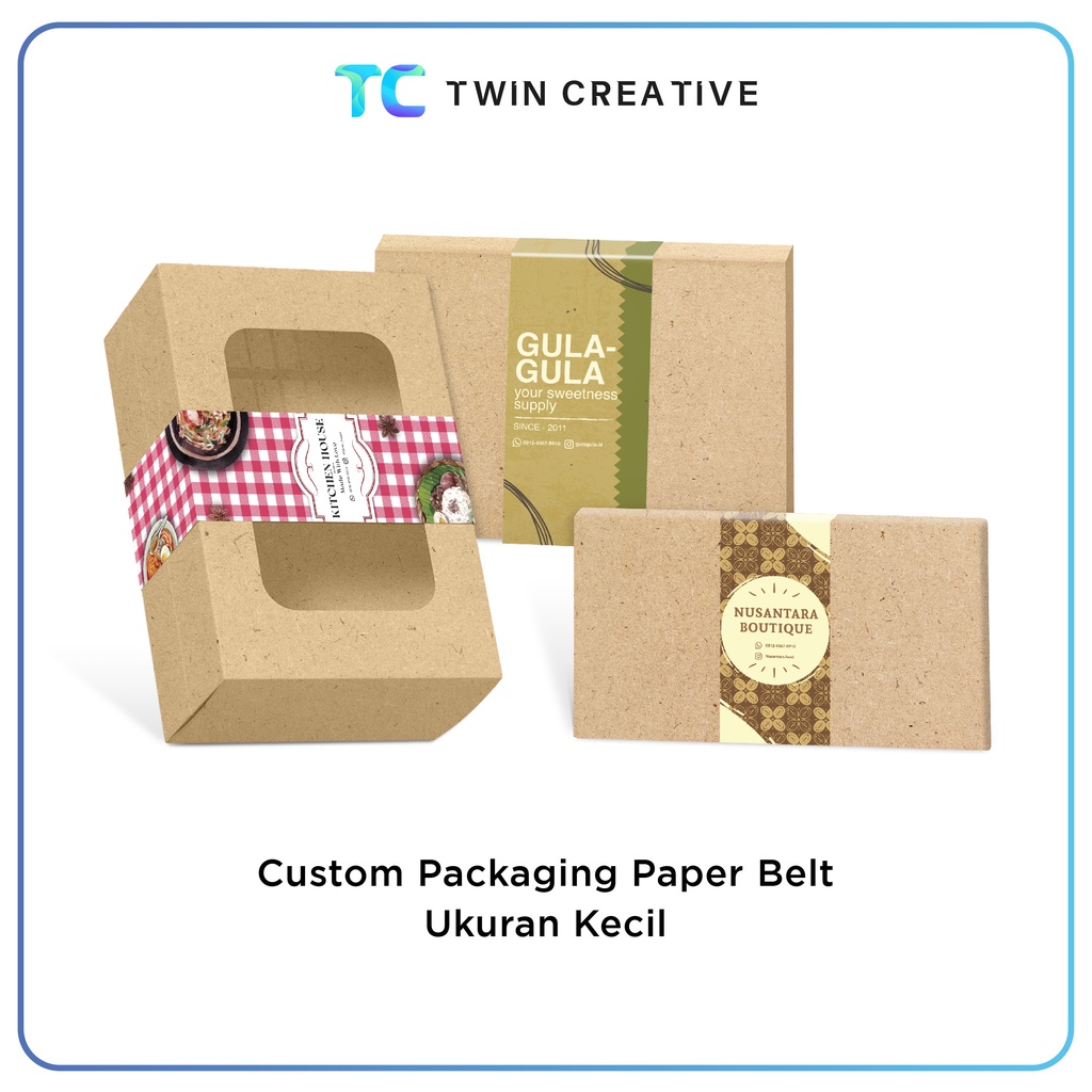 

Custom Packaging Sleeve Makanan Label Hampers Segel Box Kemasan Kotak Kue - Paper Belt Kecil