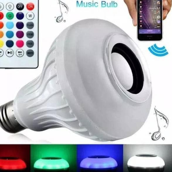 Speaker aktif bluetooth lampu bohlam LED Warna warni with remote kontrol