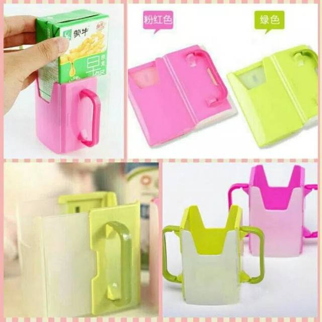 milk / juice foldable cup holder tempat pegangan susu / juice kotak ok  good quality