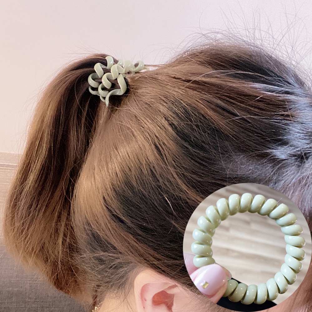 【COD Tangding】5pcs/set Colored Telephone Line Ring Hair Tie Fashion Hair Decor