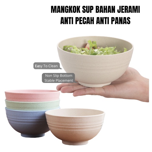 Mangkok Jerami Gandum BPA FREE Anti Pecah Anti Panas Food Grade