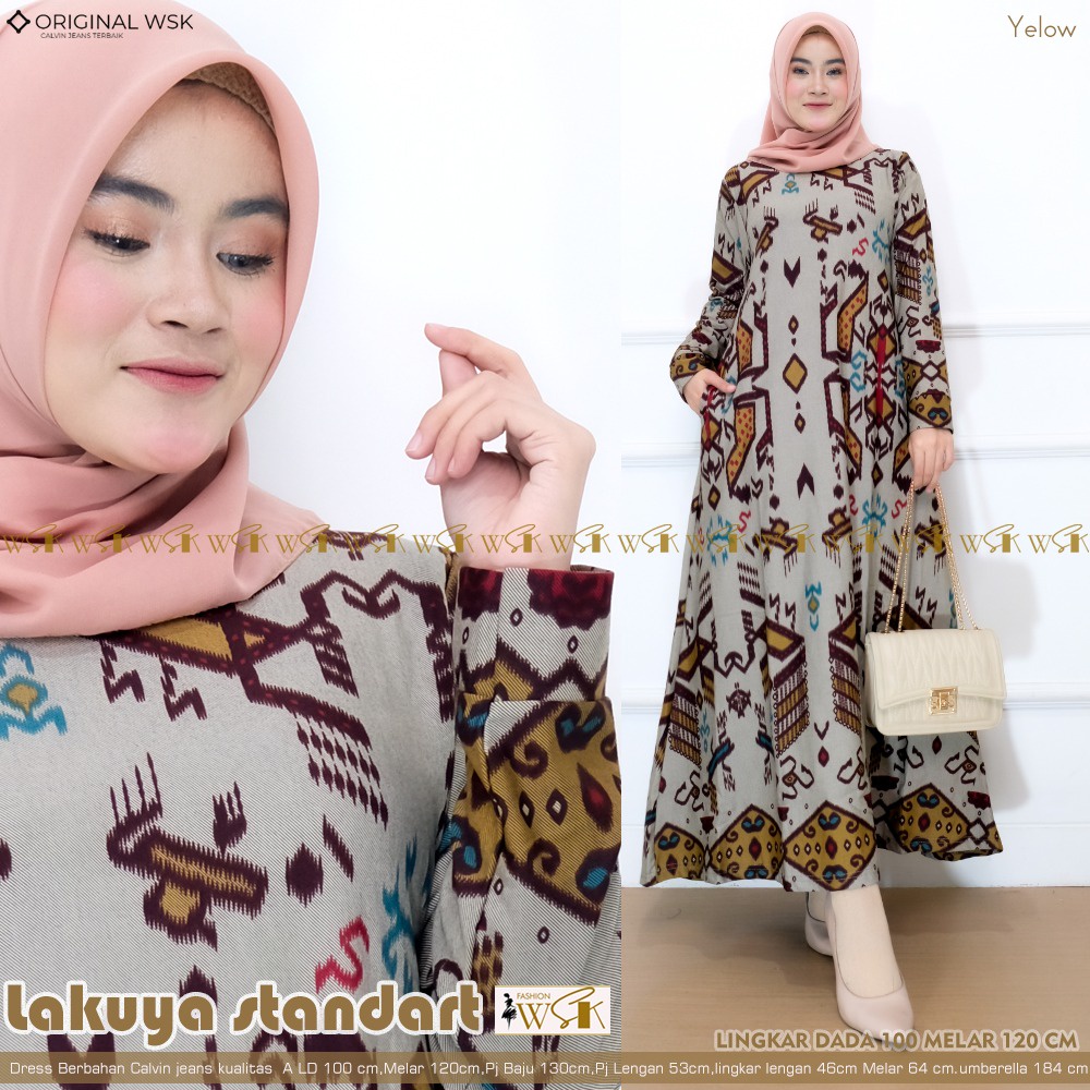 baju wanita lakuya ukuran standar - baju gamis wanita bahan calvin jeans