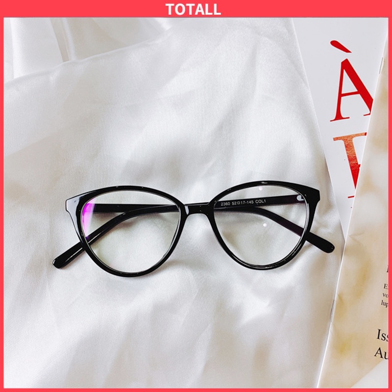 [Totall]Kacamata Korea Wanita Kacamata Anti Radiasi Wanita Fashion Cat Eye Eyeglasses Versatile Optical Glasses