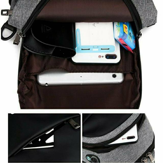 Tas Ransel USB sekolah laptop laki-laki/perempuan anti maling smart backpack daypack kualitas impor