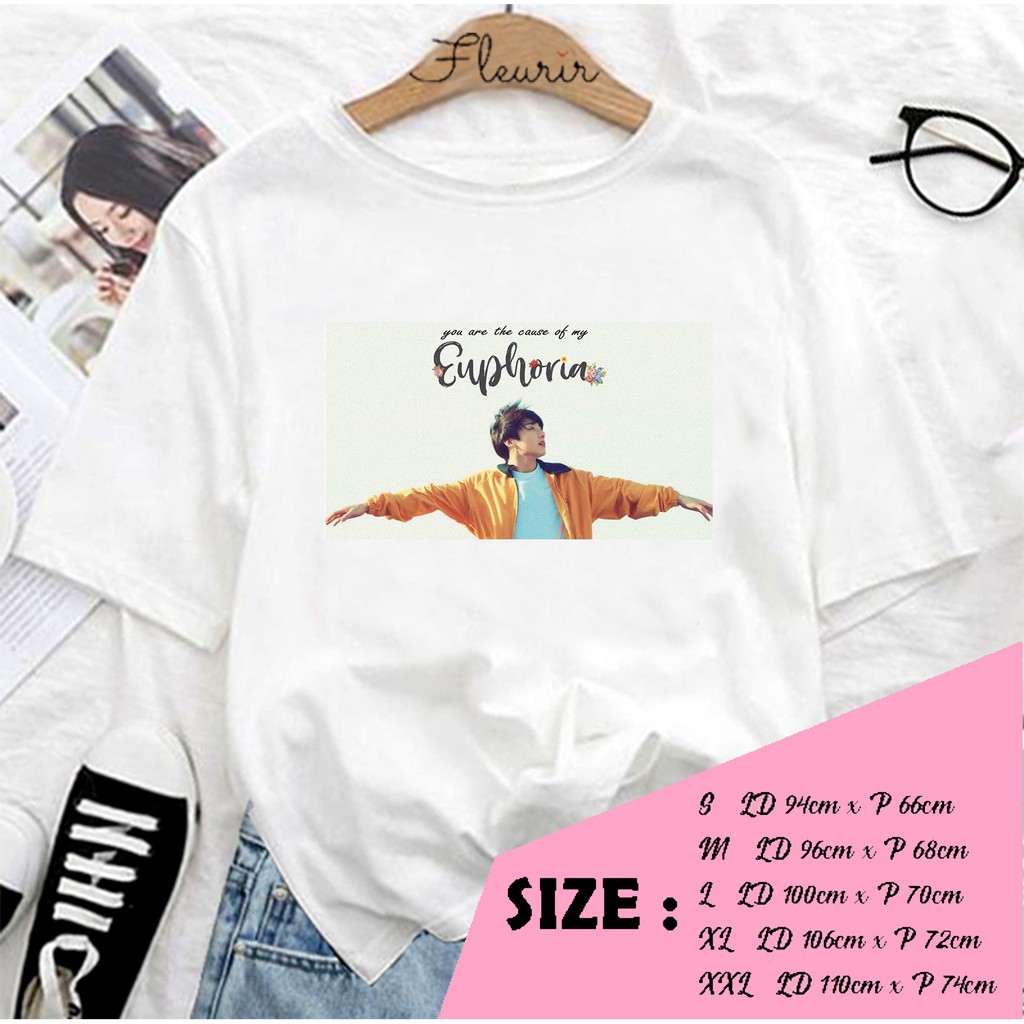 FLEURIR - KAOS EUPHORIA JUNGKOOK WANITA DEWASA LENGAN PENDEK TEE UNISEX WANITA PRIA