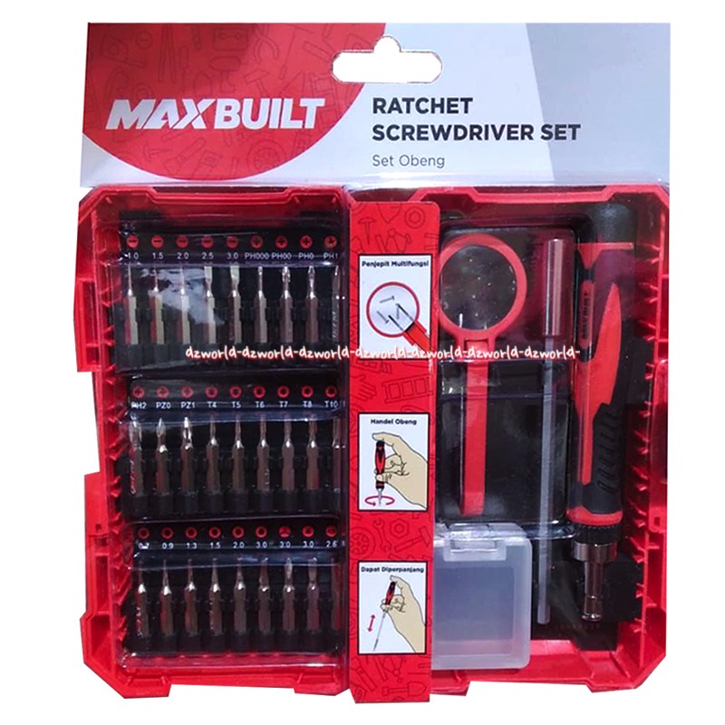 Krisbow Maxbuilt Pricision Ratchet Screwdriver Set 31pc Alat Perkakas Obeng Set Mata Bisa DiGanti Tukar Tukar