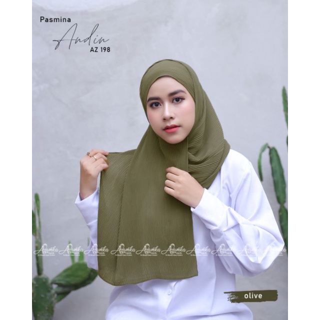 Pashmina plisket Andin by Azamka-Olive