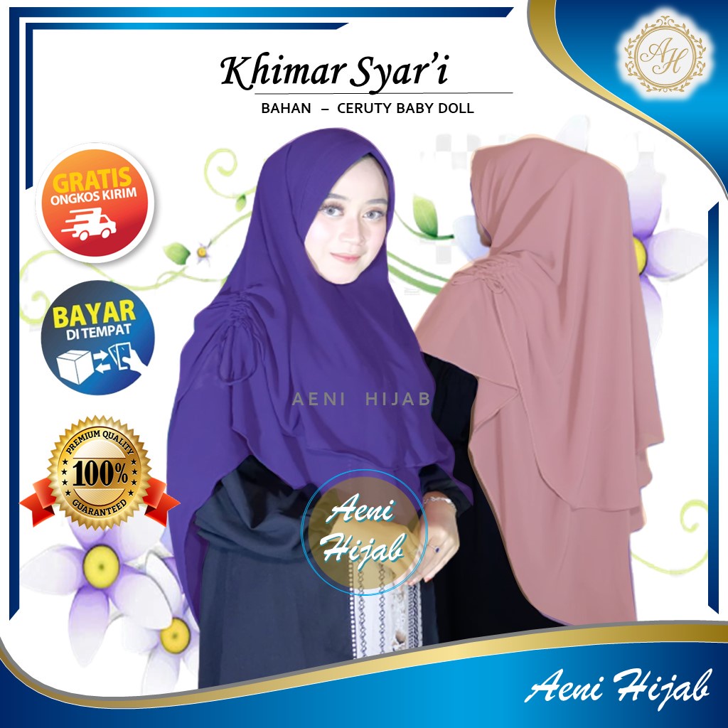 Hijab Jilbab Kerudung Krudung Khimar Syari 2 Layer Ceruty Babydoll Serut Jumbo Premium Maharani H02