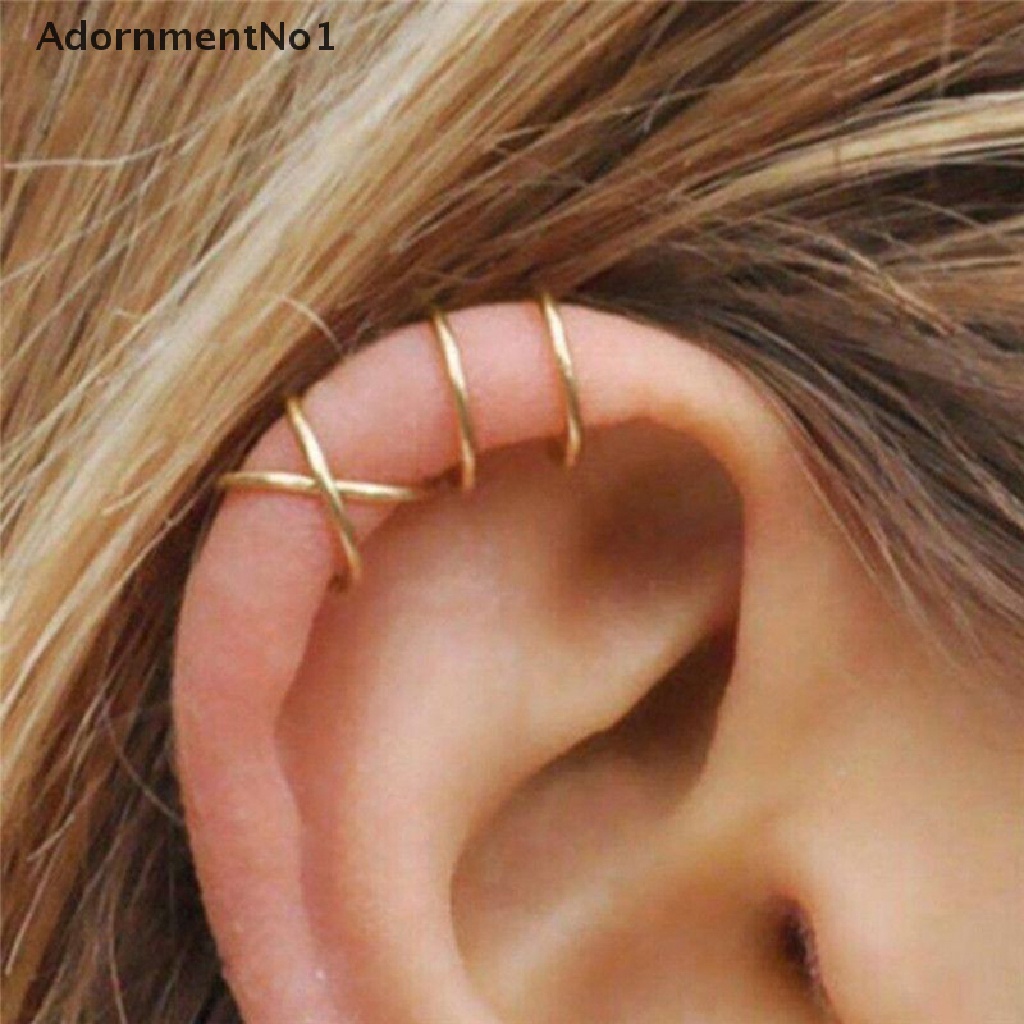 (AdornmentNo1) 5pcs / Set Anting Klip Tanpa Tindik Motif Daun Aksen Hollow Untuk Perhiasan Wanita / Hadiah