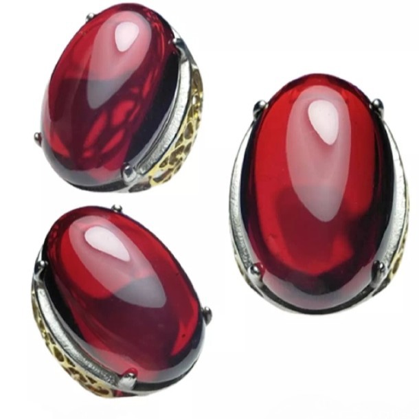 Cincin Pria Batu Akik Merah Siam Cabochon Jumbo Elegan