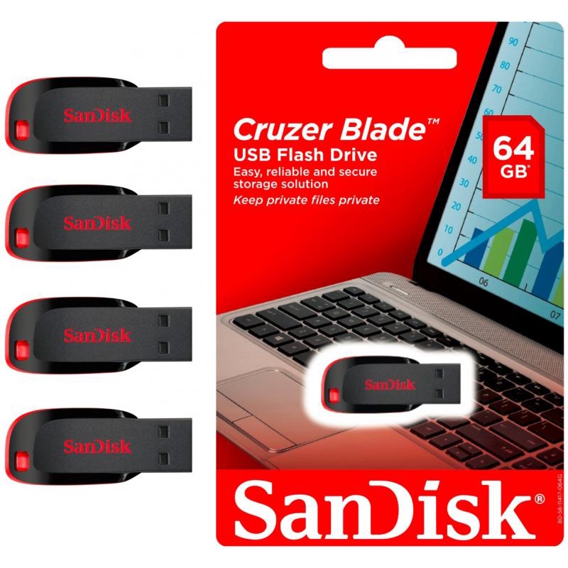 Sandisk 64GB Flashdisk Cruzer Blade 64 GB Original WATERPROOF Garansi!