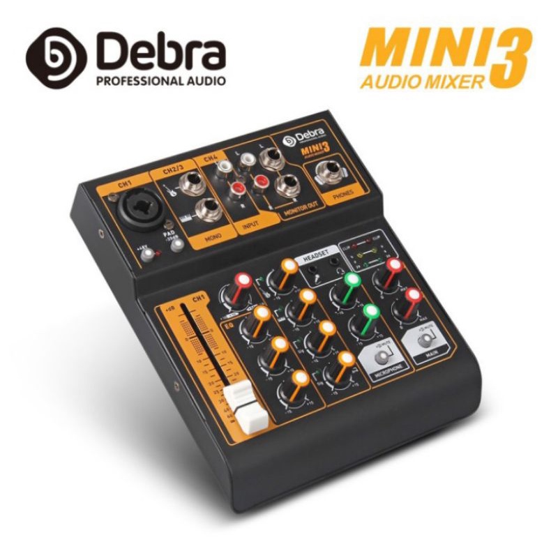 Debra Audio Mini 3 4 Channel Portable Dengan Xlr 48v Phantom Power Unt