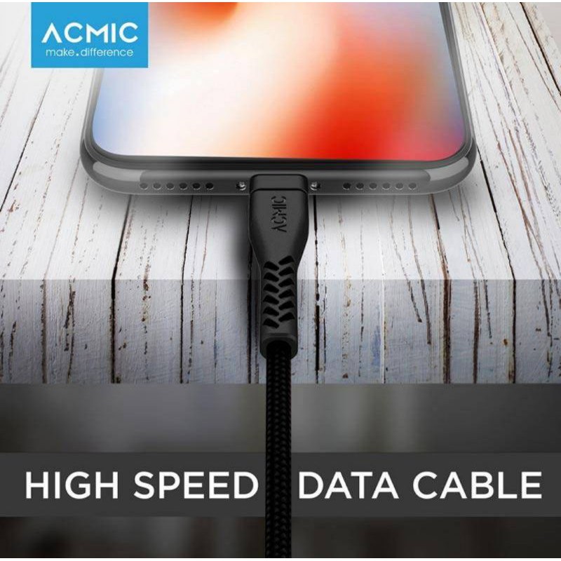 Acmic Original Charger Nylon Kabel Data Nilon Cable Type C USB Fast Charging QC 3.0 Charge GC100 PRO