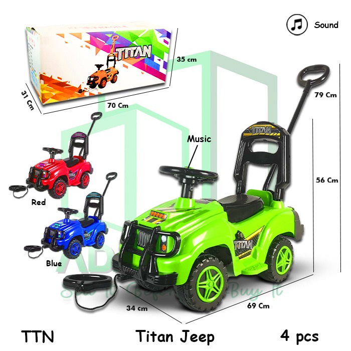 MURAH MKT-TTN Jeep Mobil Mobilan Duduk Dorong Bisa Di Naiki Di nakin Dinaiki Dinaikin Mainan Anak Be