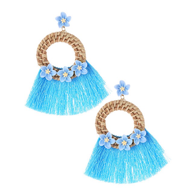 LRC Anting Tusuk Fashion Flower Shape Decorated Tassel E7122X