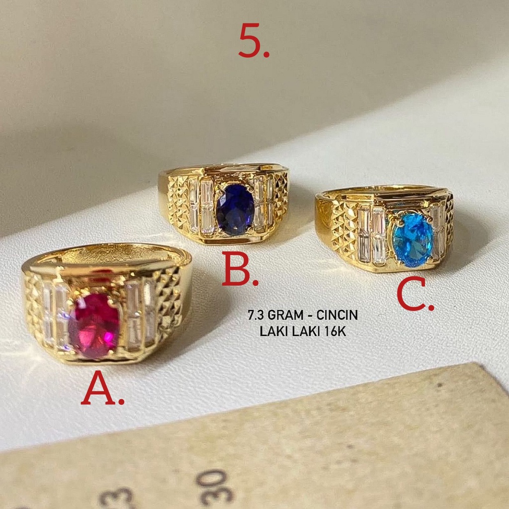 Cincin anak dan dewasa pria emas asli kadar 700 70 16k model cowok batu permata rolexx biru ruby cyan maroon merah dongker tua sapphire lebar ukir kilat 4 5 7 gram gr g laki laki laki2