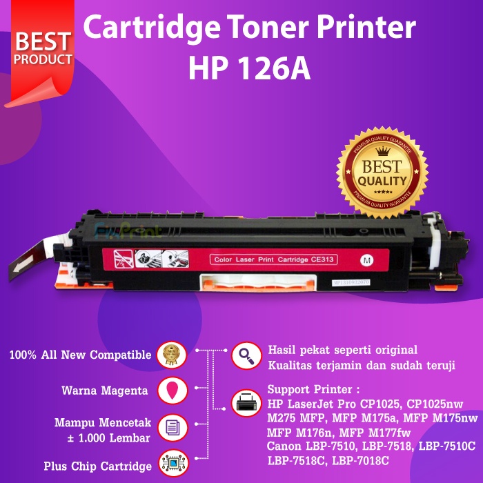 Cartridge Toner Compatible HP 126A CE310A CE311A CE312A CE313A CP1025 M177fw