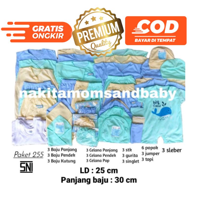 Paket Platinum Perlengkapan baju bayi celana kado gurita sarung tangan topi jumper popok baru lahir dan Jumbo SNI 42pcs promo 8.8