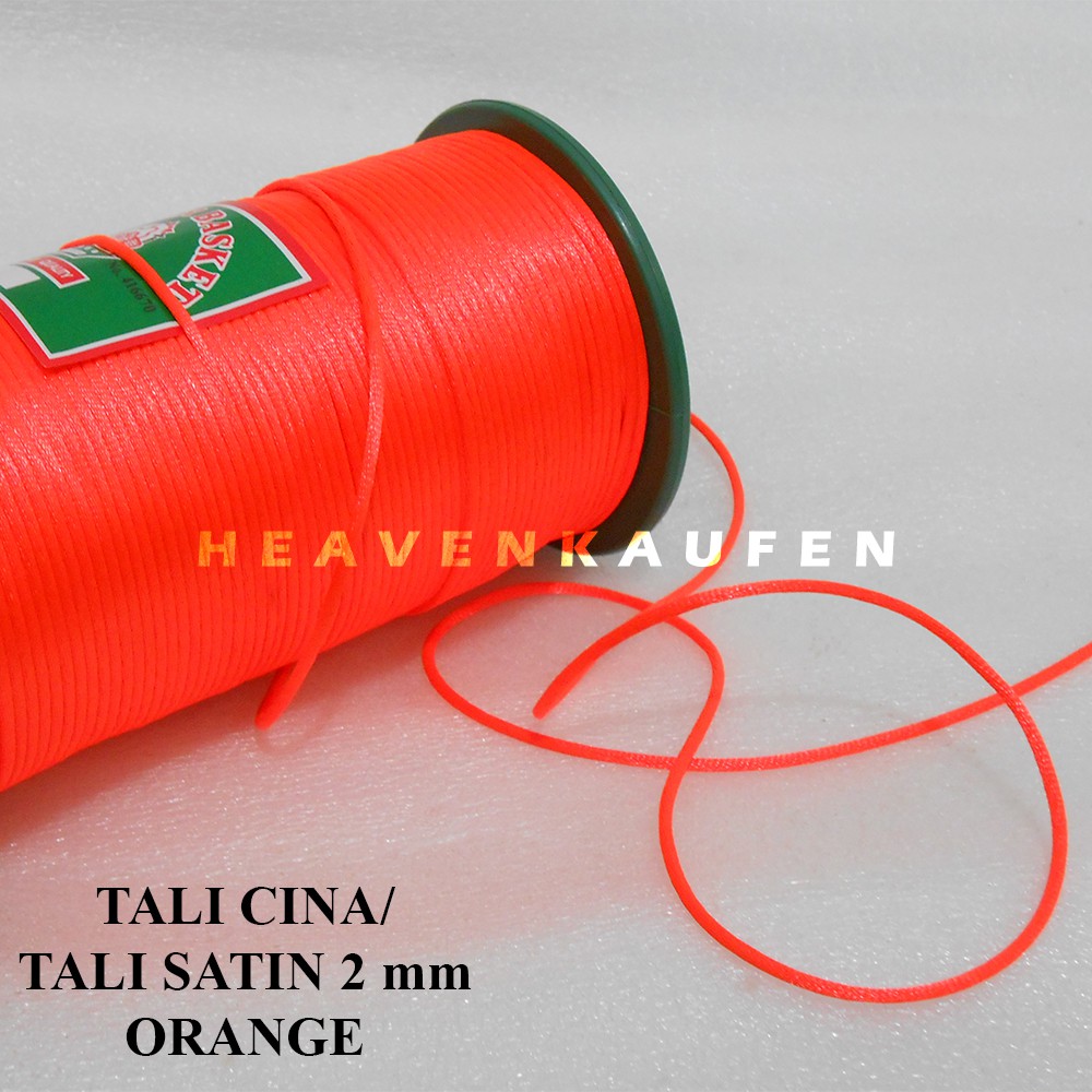 Tali Cina / Tali Satin Cina 2 mm Orange Meteran Murah