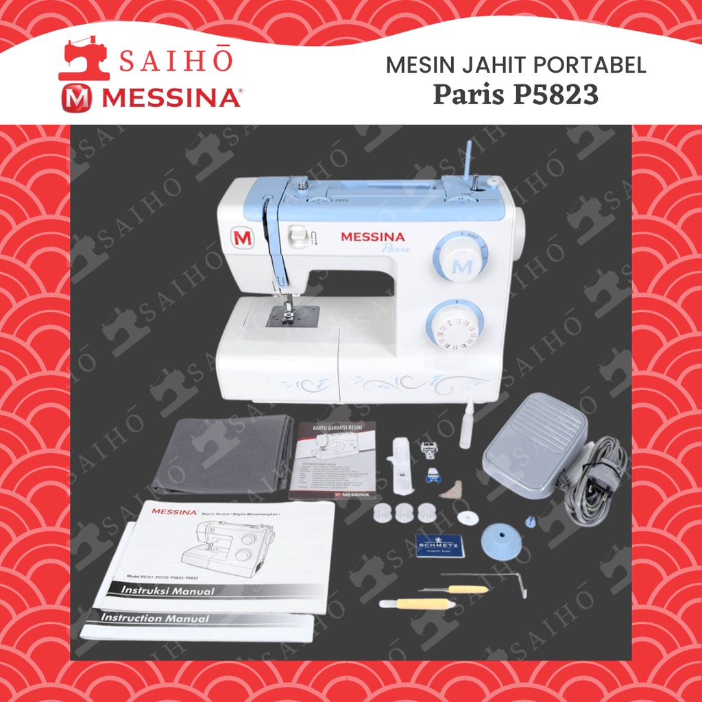 MESSINA PARIS P5823 / P 5823 Mesin Jahit Portable Multifungsi