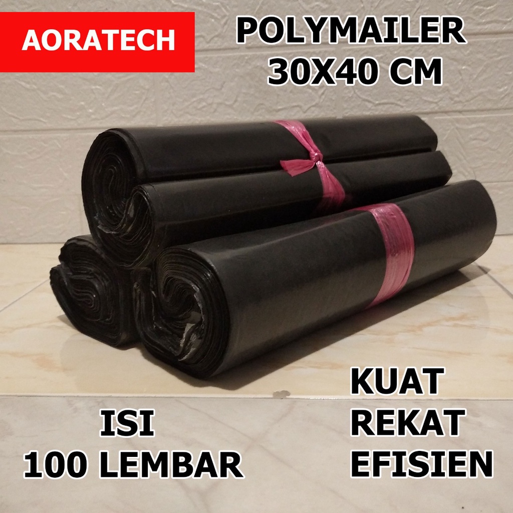 Plastik Untuk Packing Polymailer Warna Hitam 30x40 isi 100 pcs Tebal