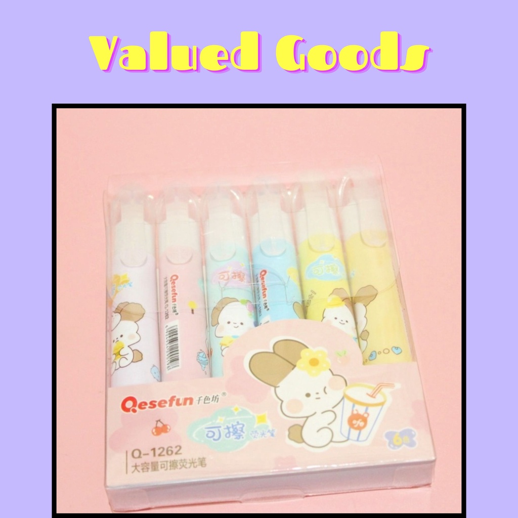 

STABILO KELINCI QESEFUN ERASEABLE BOX ISI 6 WARNA WARNI HIGHLIGHTER BISA DIHAPUS LUCU