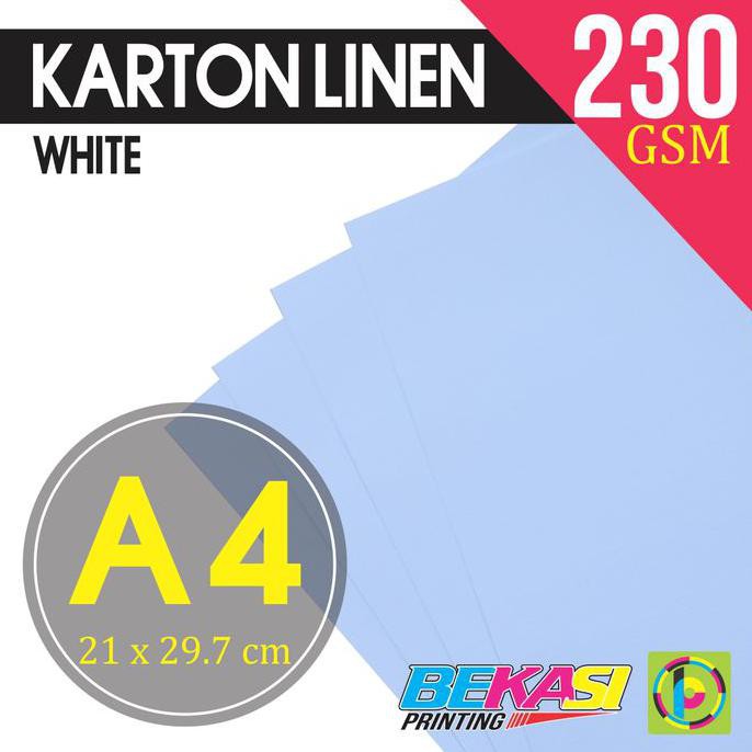 

Karton Linen 230 Gram Ukuran A4 - Kertas u/ Piagam / Sertifikat - Putih