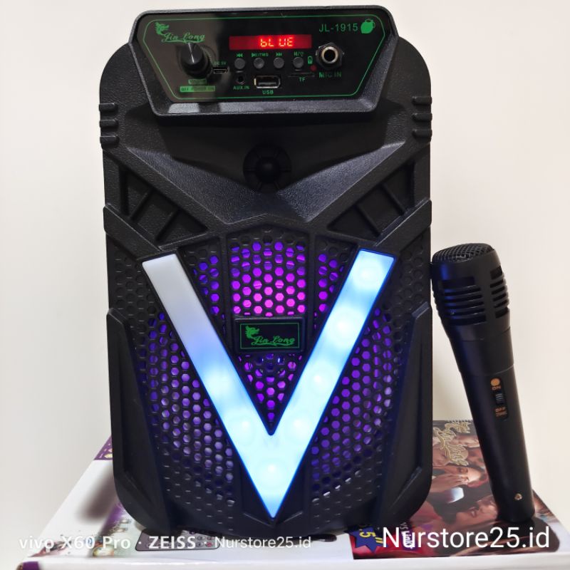 Speaker Bluetooth Karaoke Jin Long JL-1915Lemon 6,5 Inch Gratis Microphone Kabel Karaoke Radio TF Ca