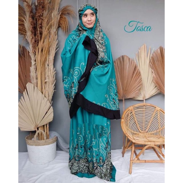 mukena jumbo motif jodha list hitam rayon bali