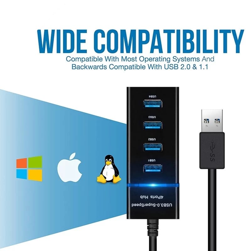 USB HUB 4 Port 3.0 High Speed 5Gbps LED Indication Transfer Rate Di Laptop PC Komputer