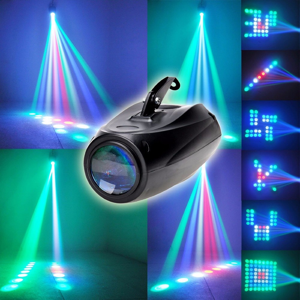 Lampu Laser PAR Lampu Sorot Panggung Lampu Disco DJ RGB 64 Pattern 10W 220V voice control Beatific Lampu Sorot Laser Panggung untuk Lightning Sound System L18RG 64 pattern projector airship stage light Auto Voice Control colorful disco light  holiday