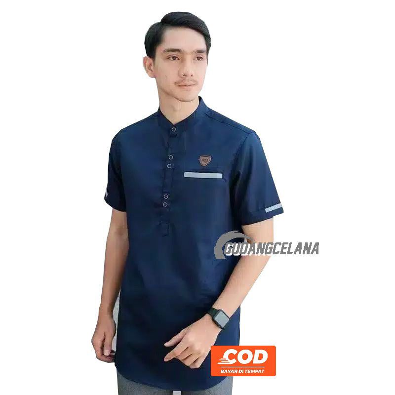 Baju Koko Kurta Lengan Pendek Matt Katun  Toyobo Adem Tebal Terlaris Baju Koko Pria Modern