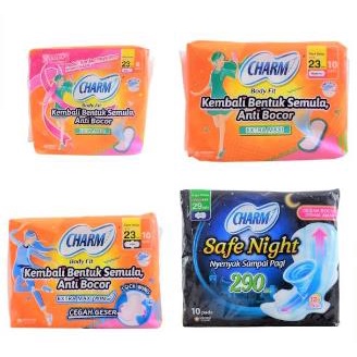 ^ KYRA ^ Charm Pembalut Wanita Safe Night Extra Maxi Anti Bocor