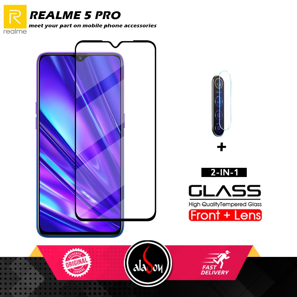 Tempered Glass Layar Oppo Realme 5 Pro Free Tempered Glass Camera