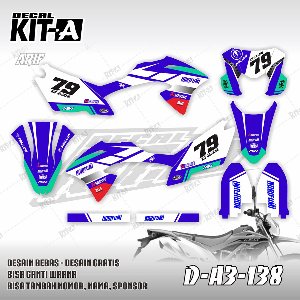 Decal Stiker Klx Bf 150 Biru Putih Dekal Striping Sticker New Klx  Bf Extreme 2018 A3-138