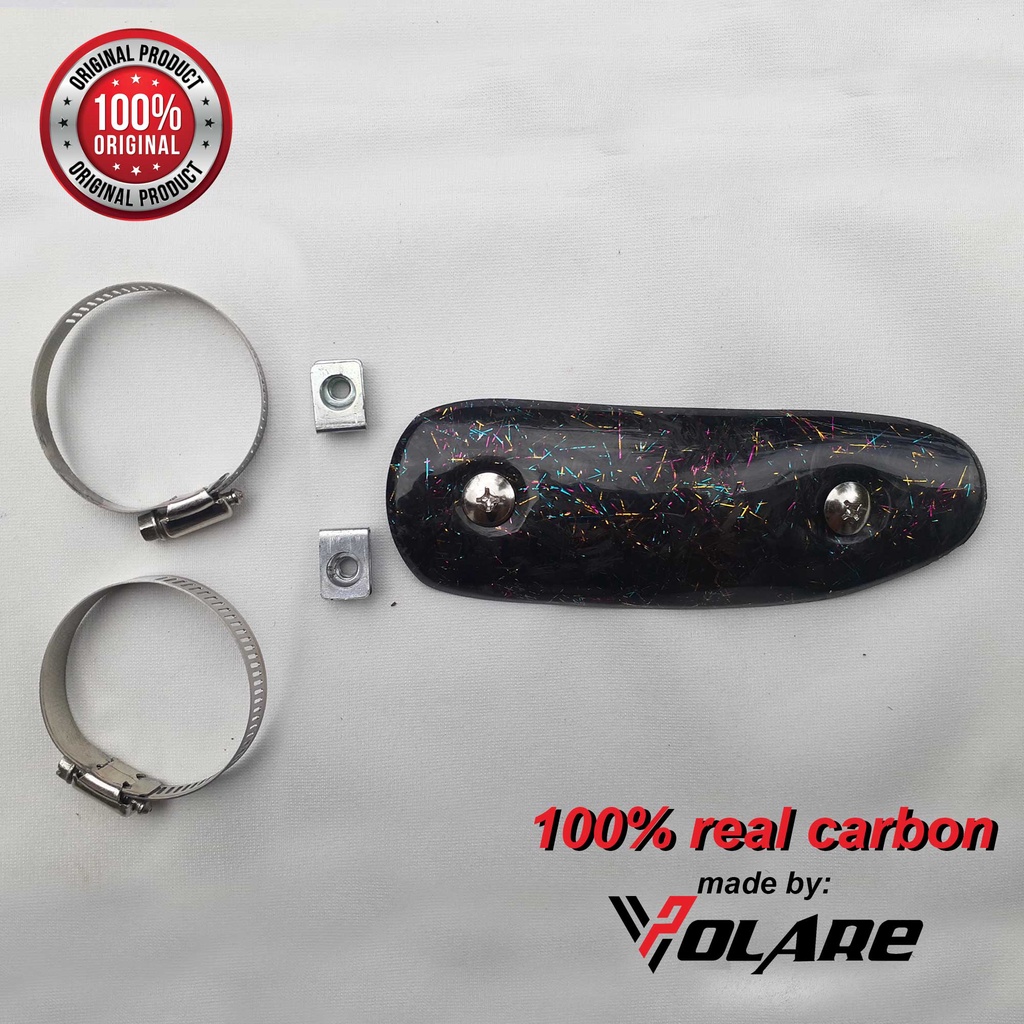 Pipe Guard Pelindung Pipa Knalpot Carbon Kevlar Forged Warna Pelangi
