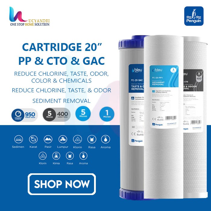 Paket Catridge 20 Penguin PP + CTO + GAC Filter Kotoran Penjernih Air