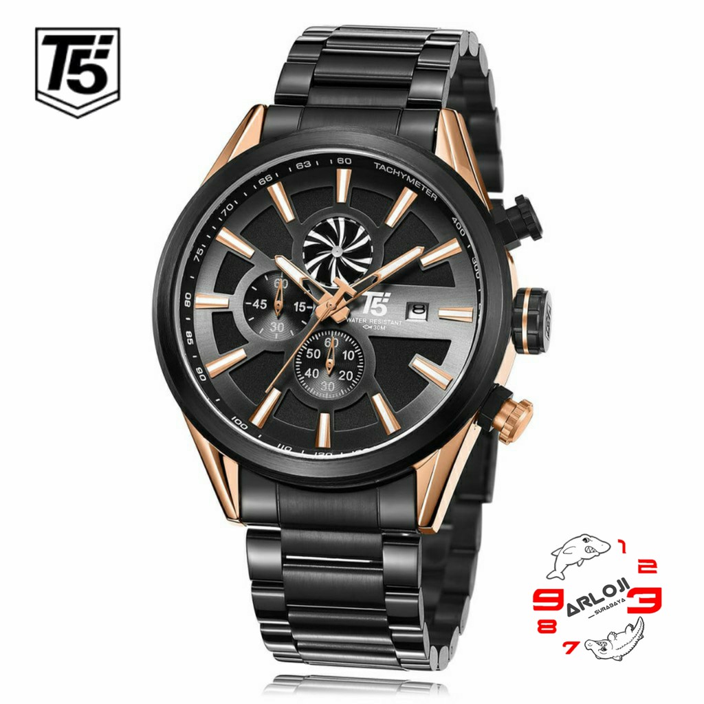 Arloji_Surabaya • Jam Tangan Pria T5 H3627 Original Bergaransi Rantai Stainlees Crono Aktif