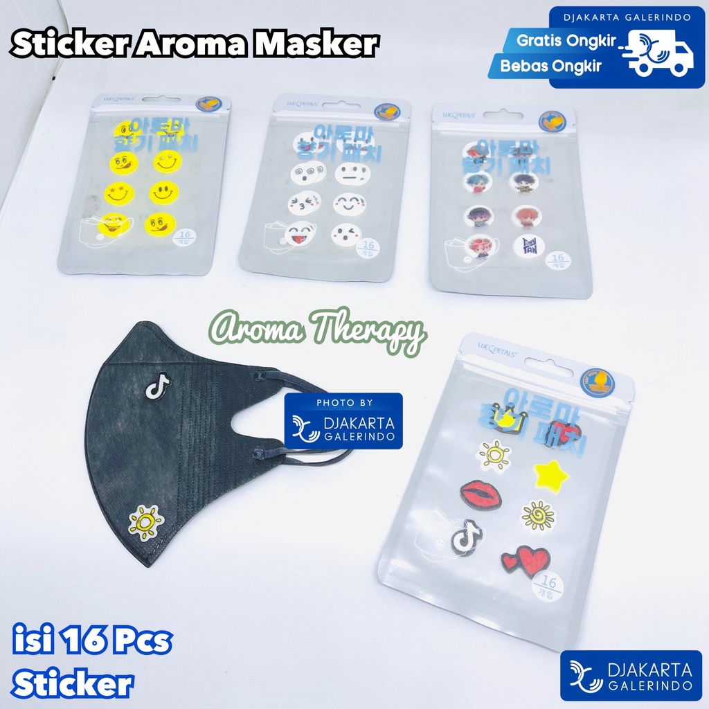 Stiker Aroma Masker / Sticker Masker / Masker Patch / Aromaterapi Pengharum Masker isi 16Pcs